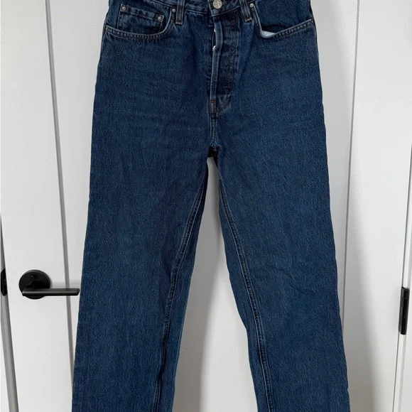 Toteme Dark Blue Straight Leg Jeans - Picture 2 of 5